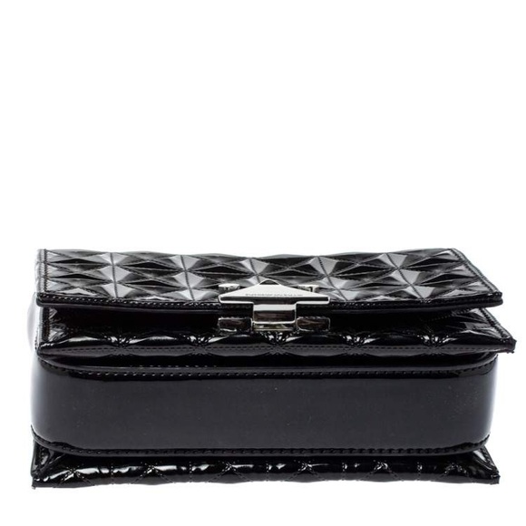 Emporio Armani Black Patent Quilted Leather Stud Flap Chain Bag - Picture 5 of 8